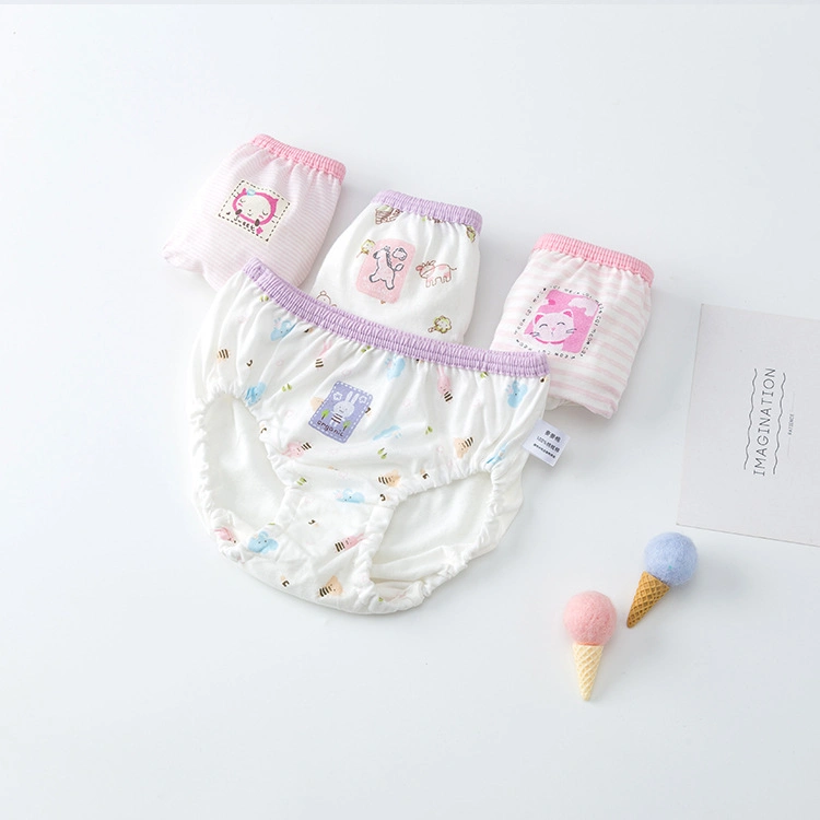 Boys, Girls, Children's Cotton Underwear, Baby Bread Underwear, Japanese Cotton Four-Season Jersey 4 Packs