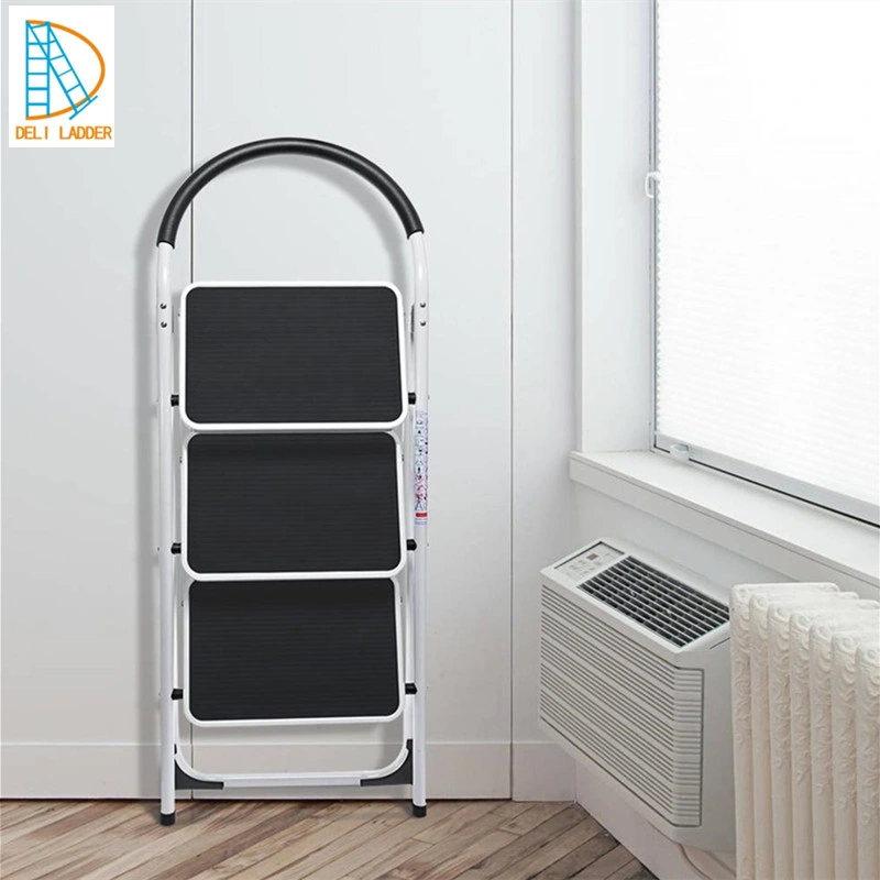 Deliladder 3 Step Folding Portable Steel Ladder for Home