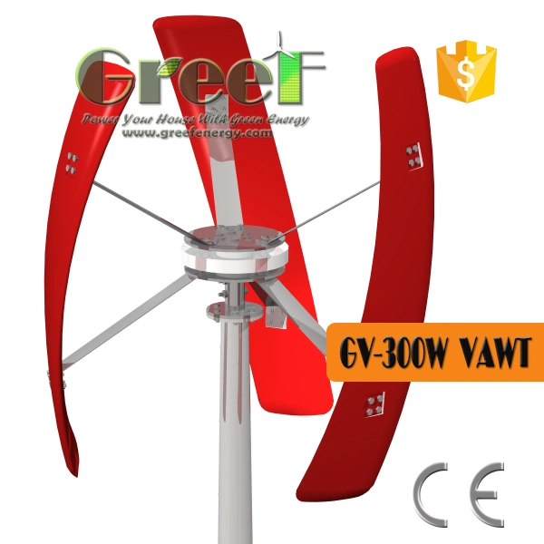 300W 1kw 2kw 160rpm Vertical Vawt Windturbine Generator for Home