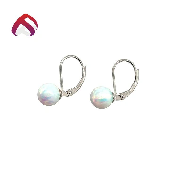 Hot Sale 925 Sterling Ssilver Fire White Opal Bead Stud Earring Opal Jewelry