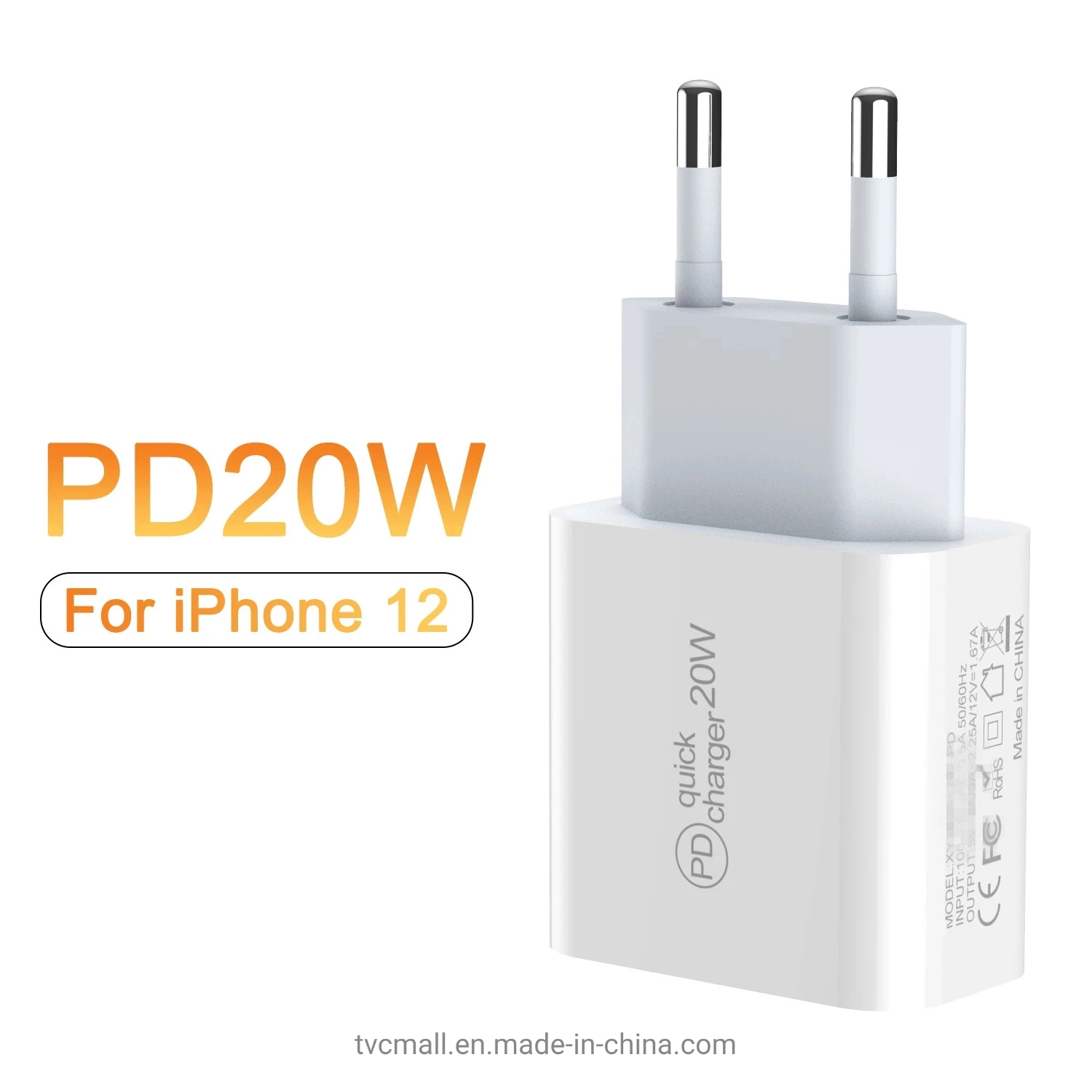 Pd 20W Fast Charging USB C Charger Block EU Plug Power Adapter for iPhone 13 / 14 Series