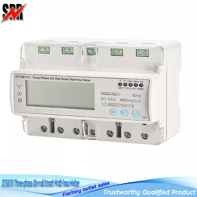 Dts6111 Three-Phase Four-Wire Active 7p DIN-Rail Electronic Kwh Watt-Hour Energy Meter