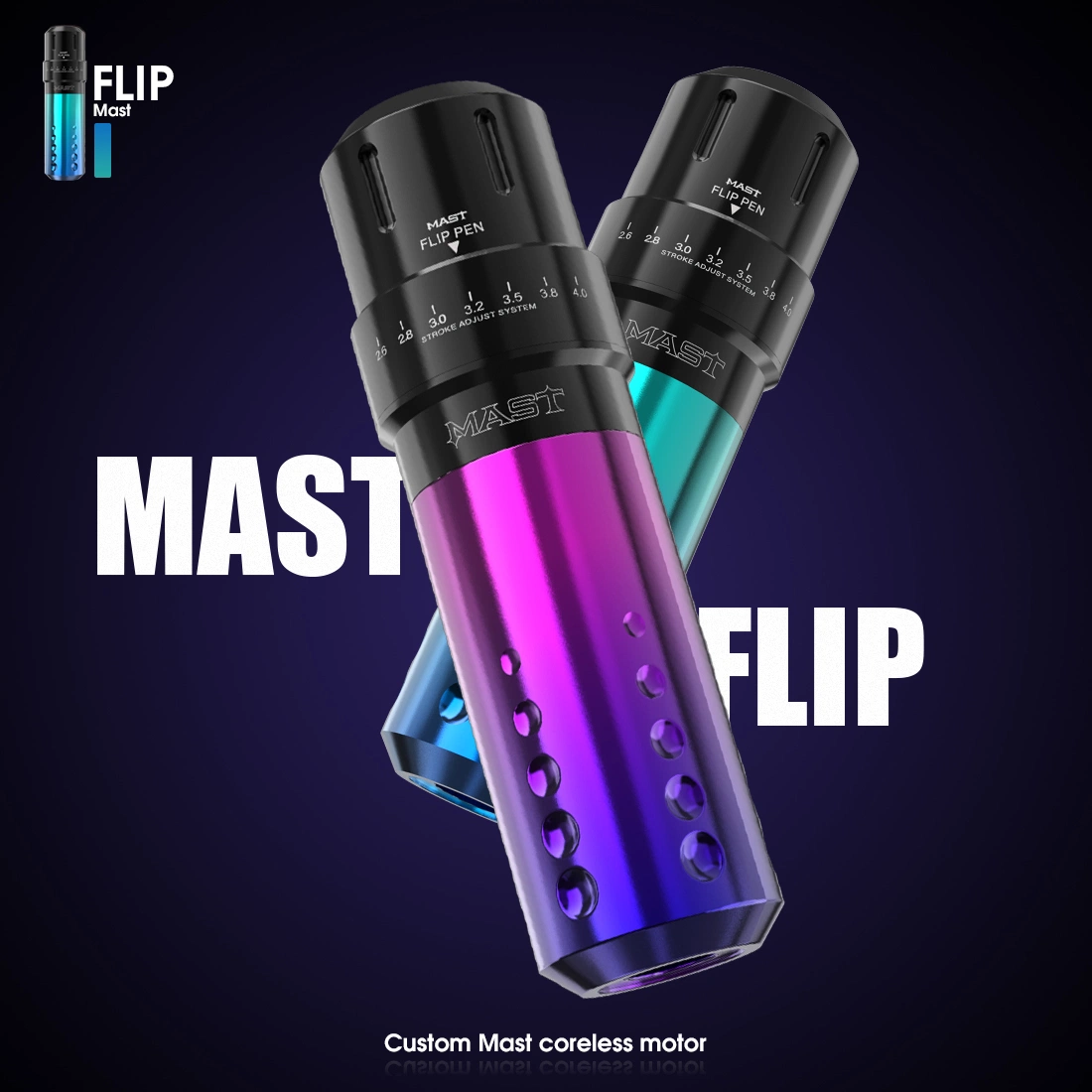 Mast Flip PRO Tattoo Pen Machine Purple Gradient