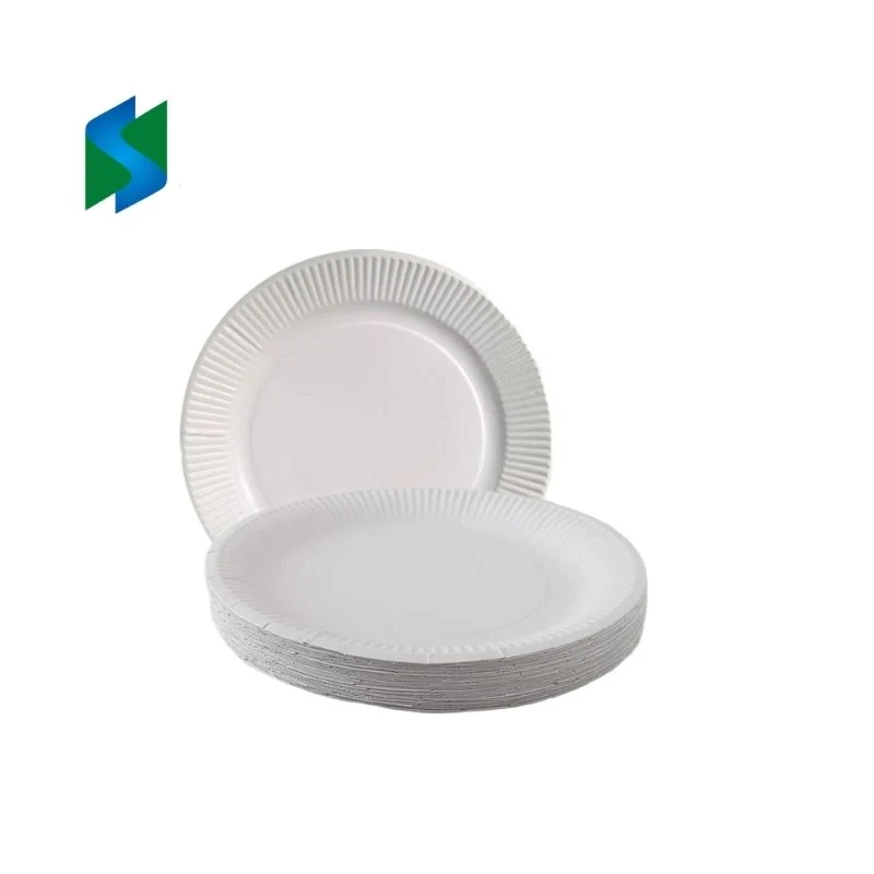 Usine de carton vide jetables d'alimentation Les assiettes de papier couleur 9 pouces Plastic-Free pur les assiettes de papier avec une faible MOQ