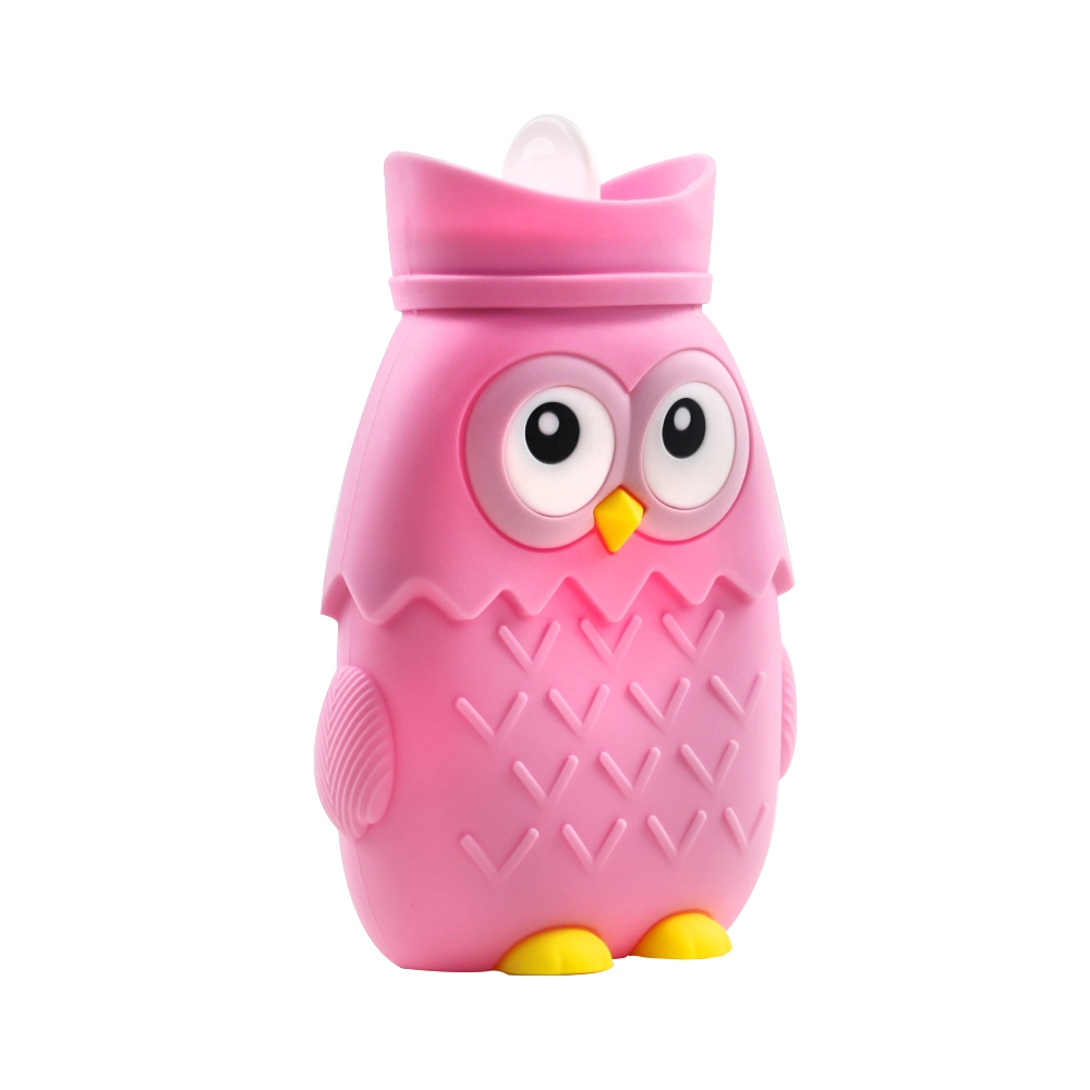 Owl Shape Hot Water Bottle, Silicone Hot Water Bottle Bag, Microwave Heating Environmental BPA Free Small Explosion-Proof Silicone Water Bottle