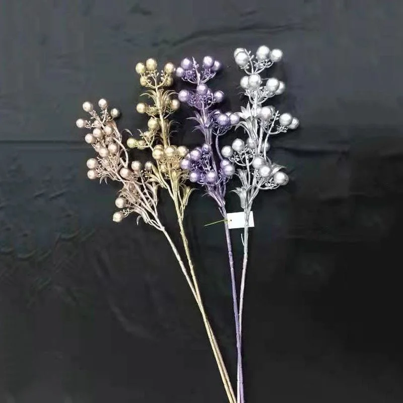 Artificial Glitter Berry Stem Ornaments, Decorative Bead Sticks, Glittery Twigs