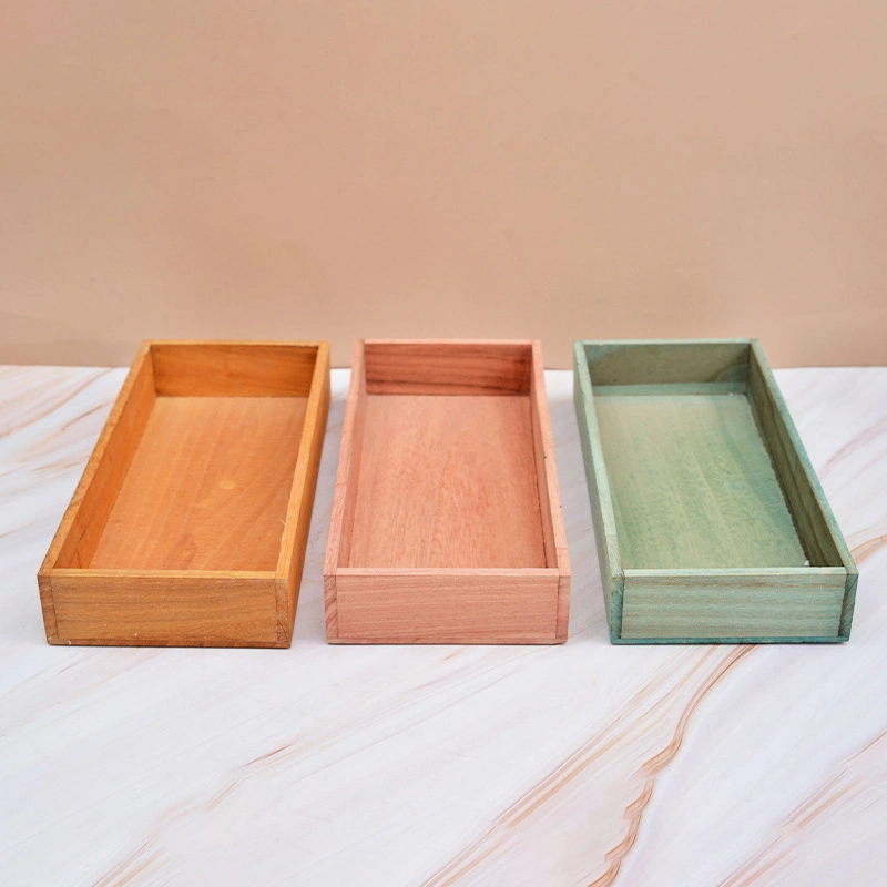 Caja de madera rústica Organizador contenedor Caja de Artesanía Tesoro Decorativo Cajas para decoración de mesa de hogar