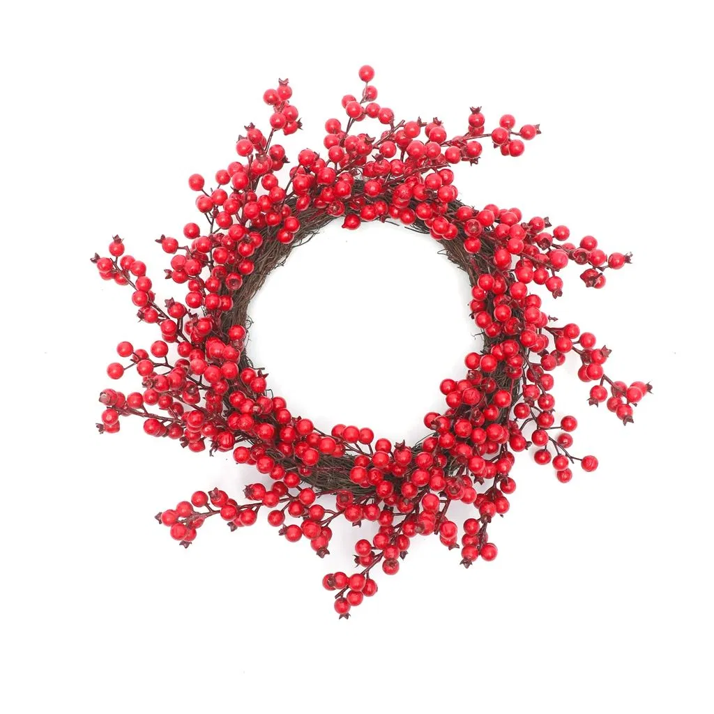 New 40cm Red Haws Berry Wreath for Christmas Decoration