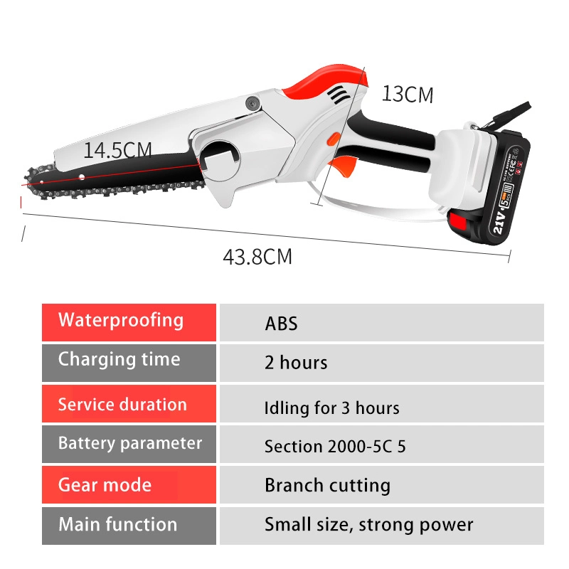 6 pulgadas Mini Chainsaw inalámbrico Chainsaw portátil inalámbrico para madera Corte de la poda del Jardín con la batería de litio 21V