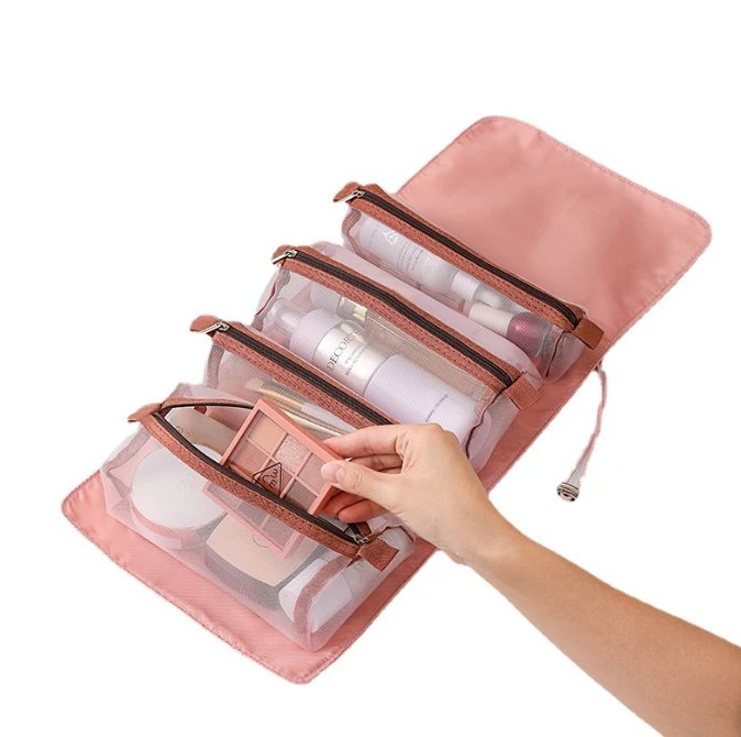 Wholesale Detachable Makeup Bag Portable 4-in-1 Toiletry Bag Folding Travel Cosmetic Bag Storage Set