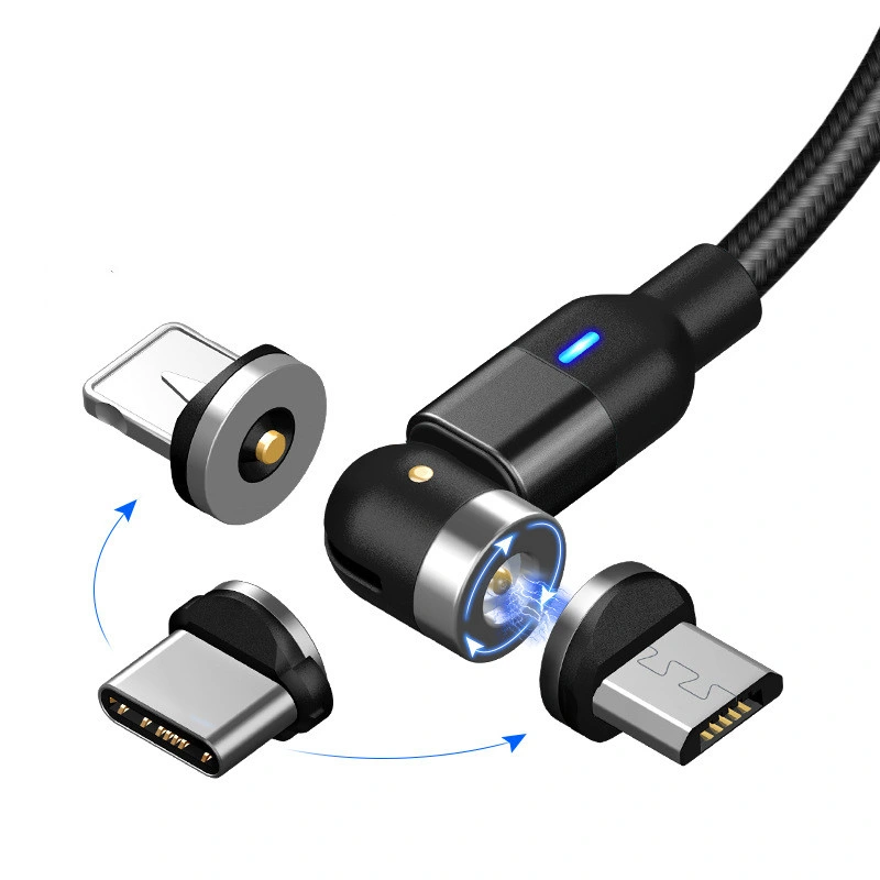 Huanyu 1m 2m 3m Nuevo Multi magnético de 540 grados de rotación Cable de carga rápida USB del puerto