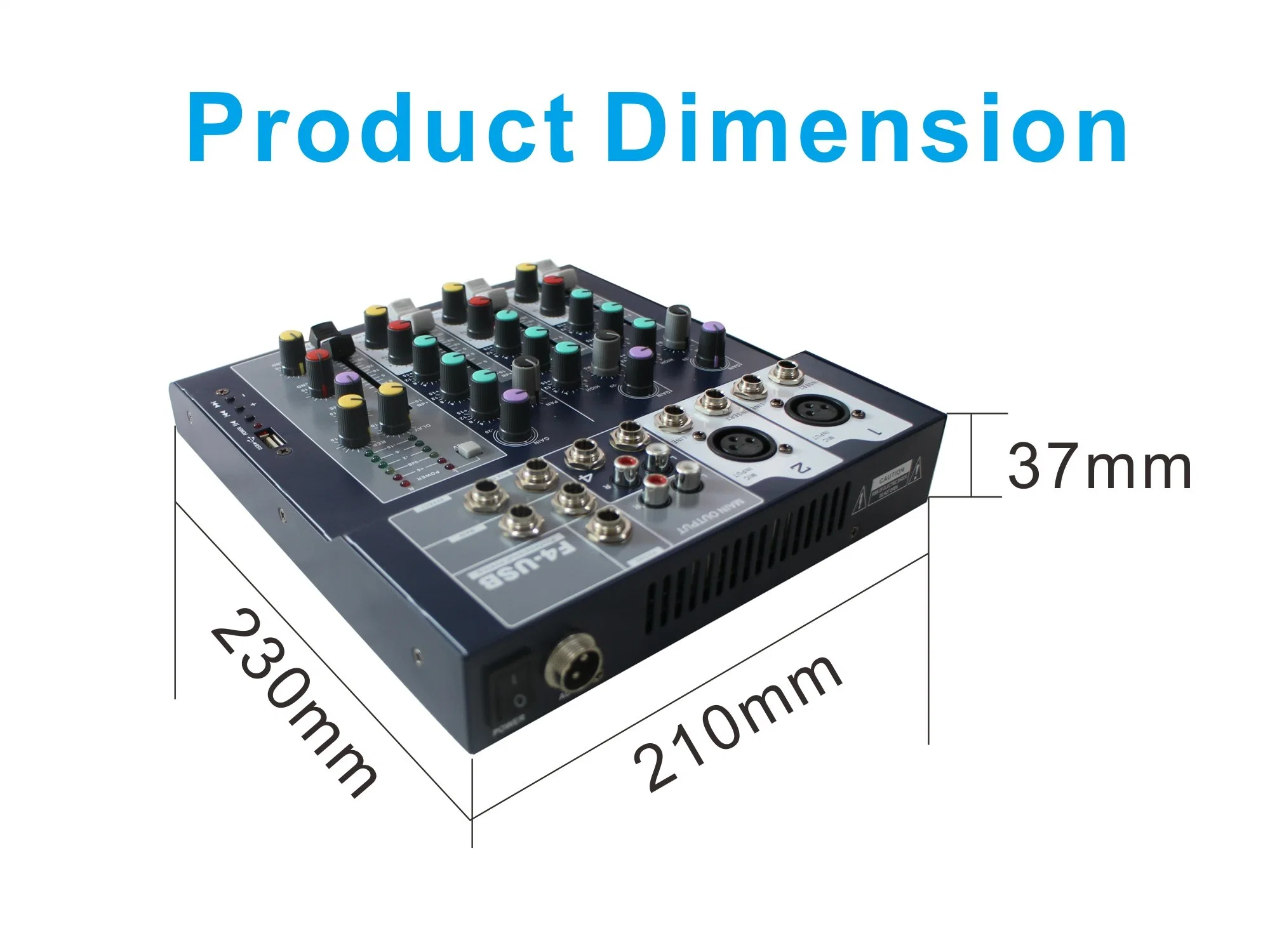 High Quality 4 CH Compact Audio Mixer with 3-Band Channel Equalizer Professional Audio Mixer