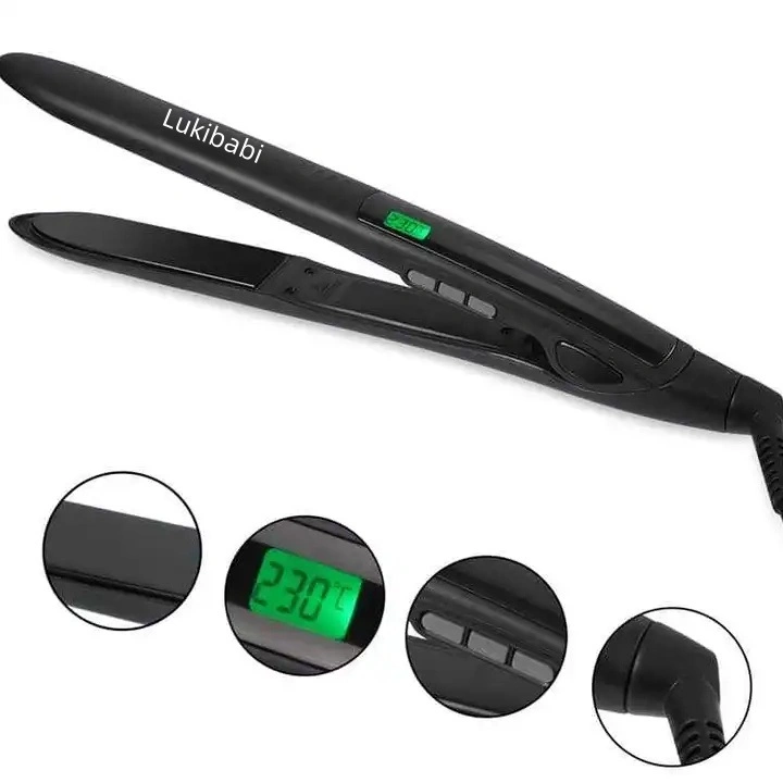 Alisador de cabelo profissional com visor de temperatura Flatiron Aquecimento rápido largo Placa de ferro plano