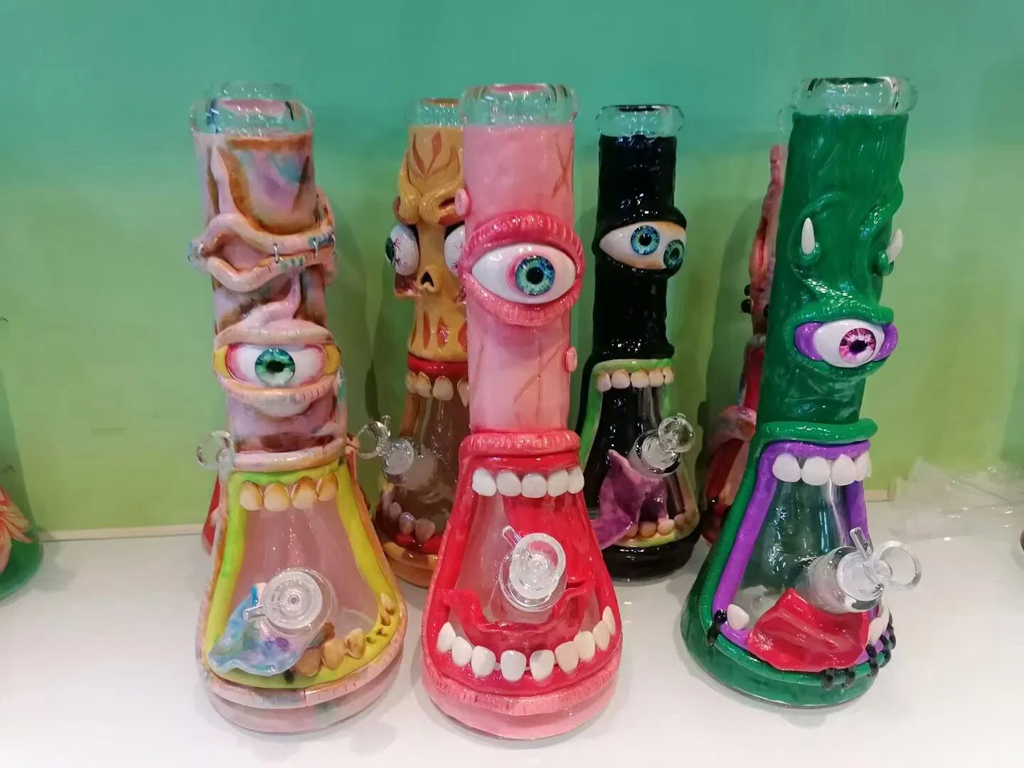 Al Por Mayor Lookah Estilo De Vidrio Tuber&iacute; a De Agua Big Tall Color DAB Rig Recycler Tubo De Vidrio PARA Fumadores Glass Pipe