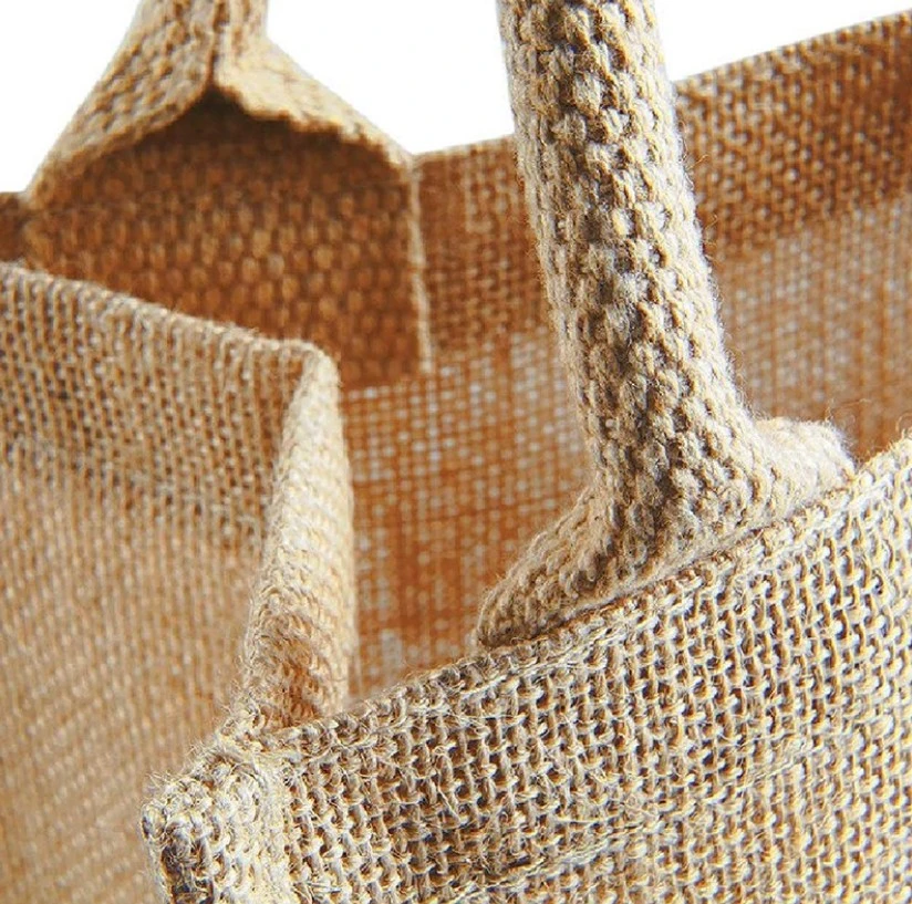 ECO friendly main Woven jute sacs de shopping Rectangle panier pour femmes.