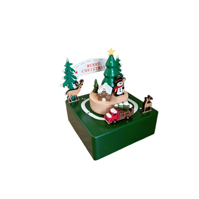 Popular Wooden Christmas Gift Truck Music Box Toy