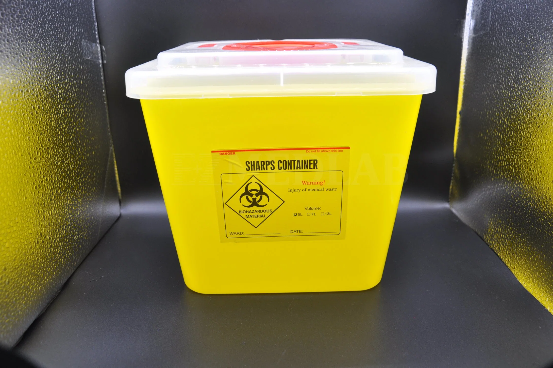 Disposable Sharps Container, 5L Medical Biohazard Waste Bin, Square Sharp Container