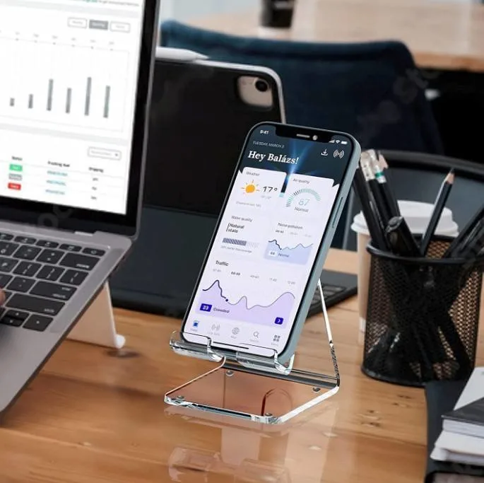 Soporte de teléfono celular de pantalla acrílica personalizada de fábrica Soporte de teléfono celular Para tienda