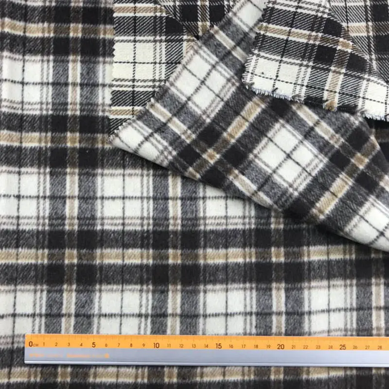 Scottish Trendy Brown Poly Viscose Stripes Plaid Woolen Worsted Wool Checked Tartan Tweed Fabric Textiles for Suiting Hat