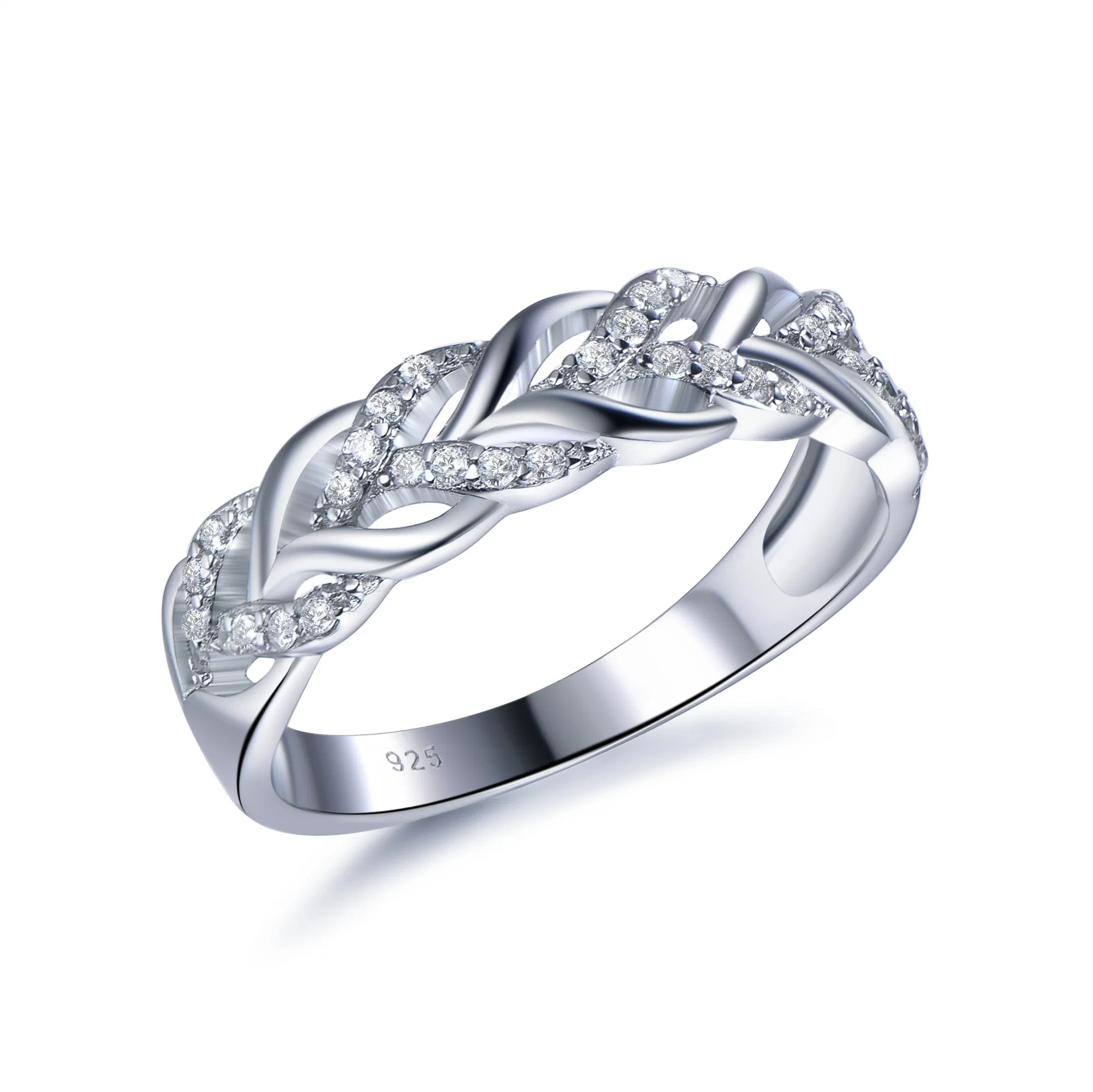 High Quality 925 Sterling Silver Braid Shape with Zircon Simple Fashion Ring