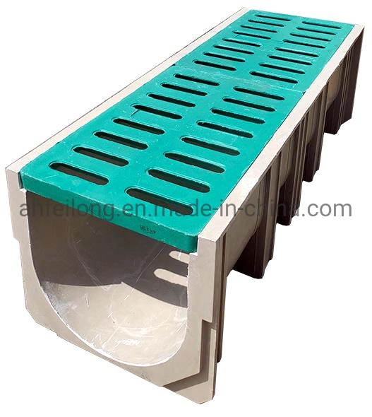 En124 Resin/Plastic SMC Composite Drain Drainage Channel Grate U 150mm Width 300mm Height 1000mm Length