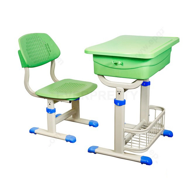 Höhenverstellbarer Schultisch und Stuhl Kunststoff Klassenzimmer Einzelsitzer Möbel