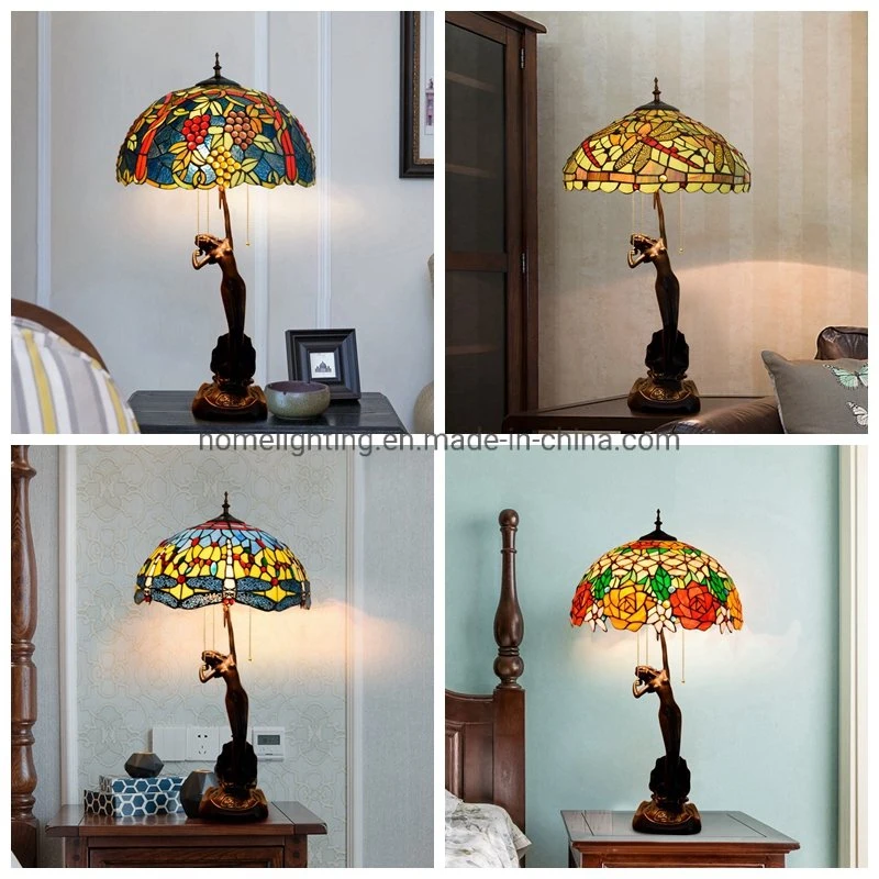 Tiffany Style Table Lamp Coloured Beauty Lamp Glass Desk Light 16inch Lamps