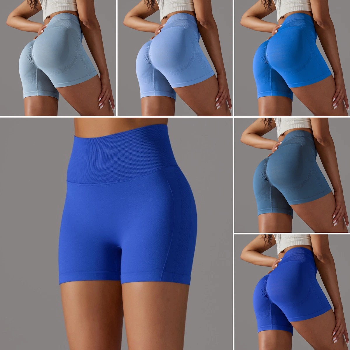 Amazon Hot Popular 20 colores Fitness ropa perfecta Gimnasio Biker Shorts para mujer, Custom Scrunch Booty Shorts compresión Yoga ropa con línea de contorno