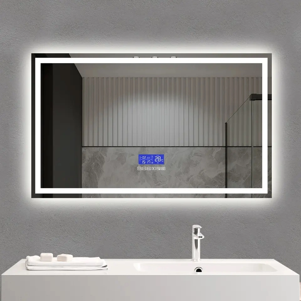 Customized Factory Illuminated Rectangle Smart Bathroom Mirror with LED Light up