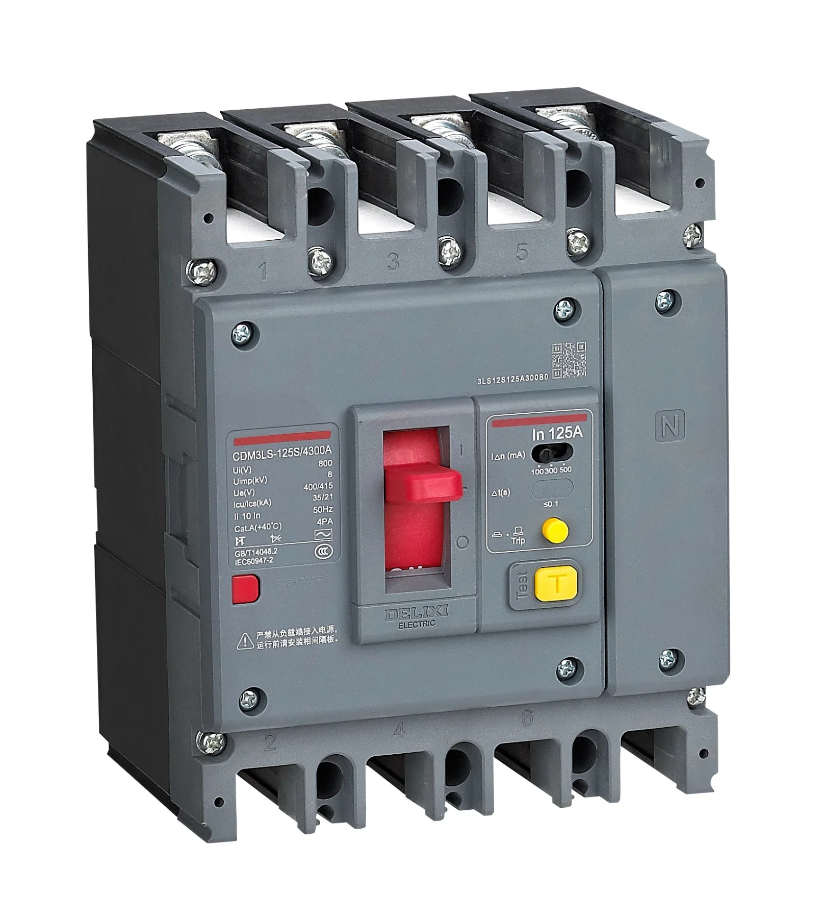 Delixi Cdm3ls Residual Current Opertedcircuit-Braker