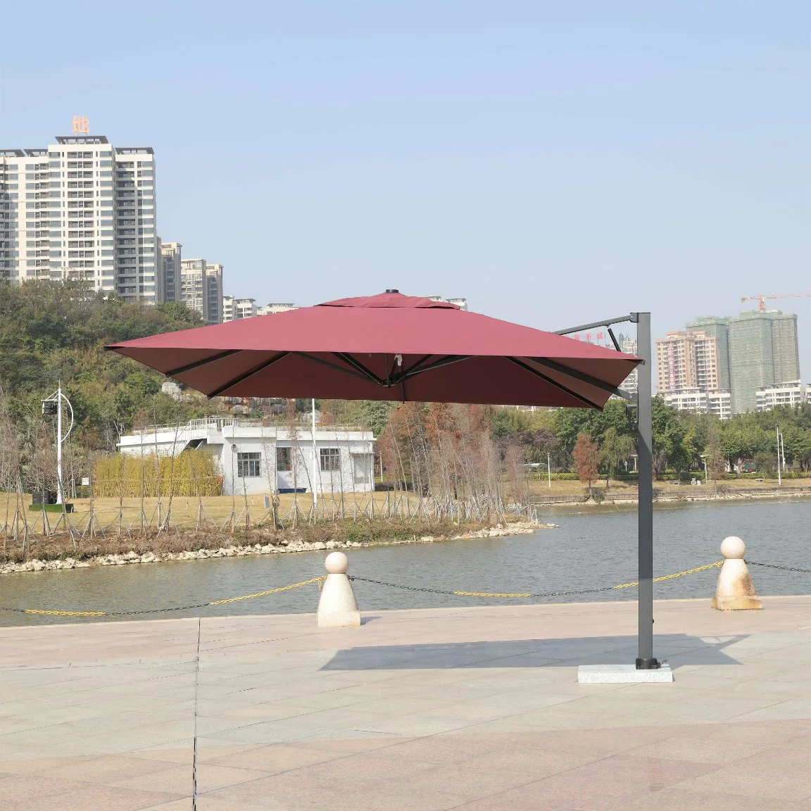 Mingsu Low Price Outdoor 2.5*2.5m Square Cafe Leisure Umbrellas