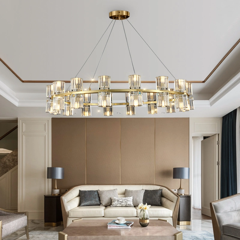 Masivel Modern Popular Luxury Crystal Chandelier LED Lighting Pendant Lamp with Copper
