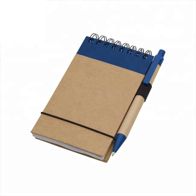 Office Stationery Writing Plain Printed Customized Eco Spiral Custom Notepad with Pen