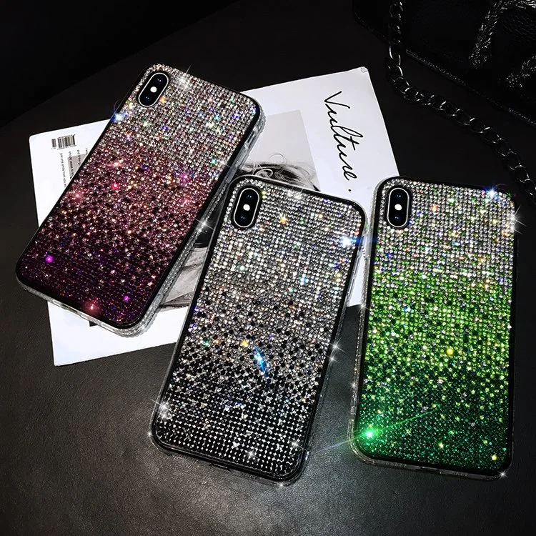 PC006 Sparkle Gradient Glitter Phone 11 Cases Bling Luxury Shiny Crystal Rhinestone Diamond Silicone Bumper Phone Protective Case Cover