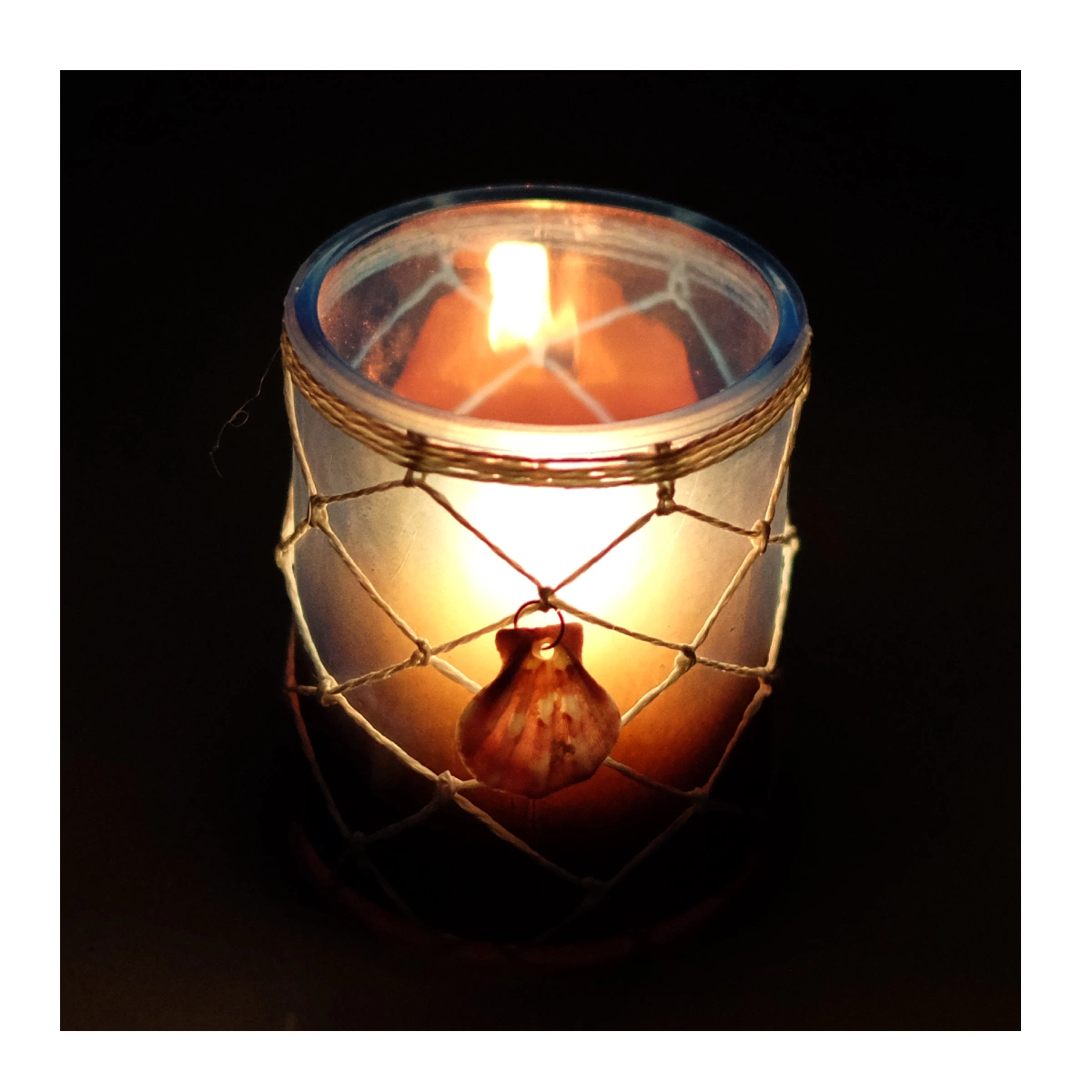 American Country Style Frosted Glass Candle Holder with Paper Rope - Decorative Candle Lanterns - Wind Light Candlestick