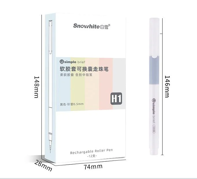 School Supply Wholesale/Supplier Pen Snowhite Liquid Roller Ball Pen with Replaceable Cartridge Fine Point, Blue Color