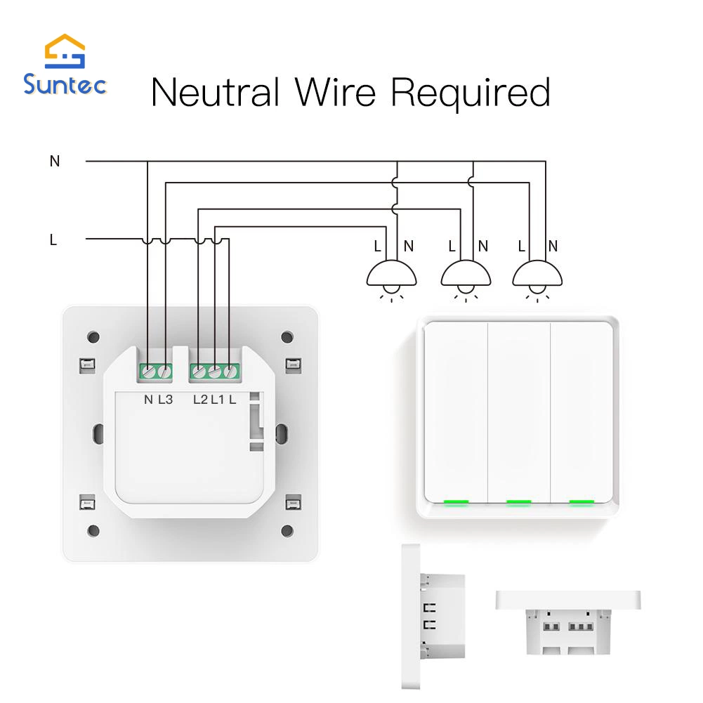 Top-Qualität 3gang Smart WiFi Elektrische Touch-Schalter Wandleuchte WiFi-Switch