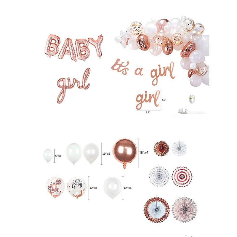 Rose Gold Baby Dusche Banner Dekoration Set Es ist ein Mädchen Partyzubehör