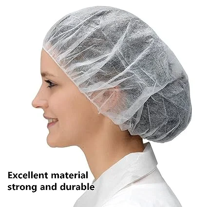 Disposable Bouffant Caps, Hair Net, Elastic Breathable, Dust Cap for Food Service