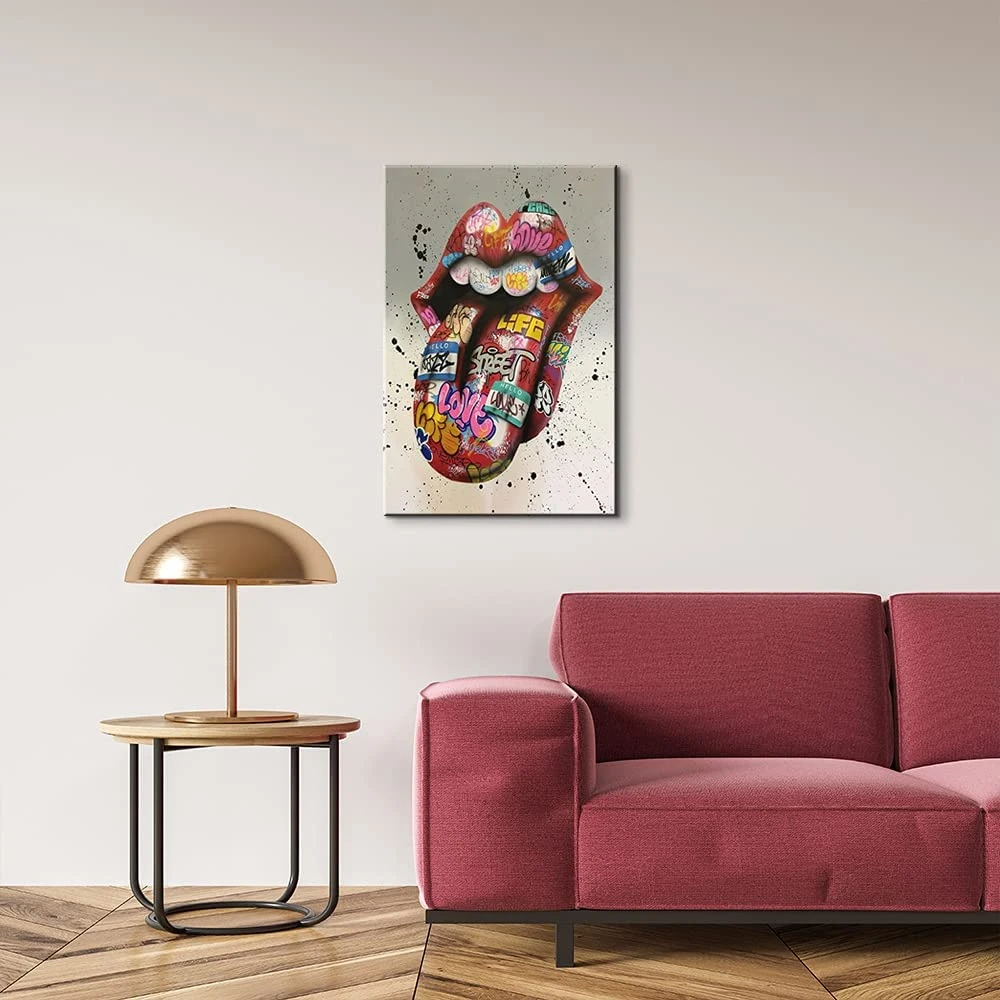 Graffiti Wall Art Graffiti Canvas Wall Art Tongue Graffiti Art Canvas Print Poster Colorful Wall Art