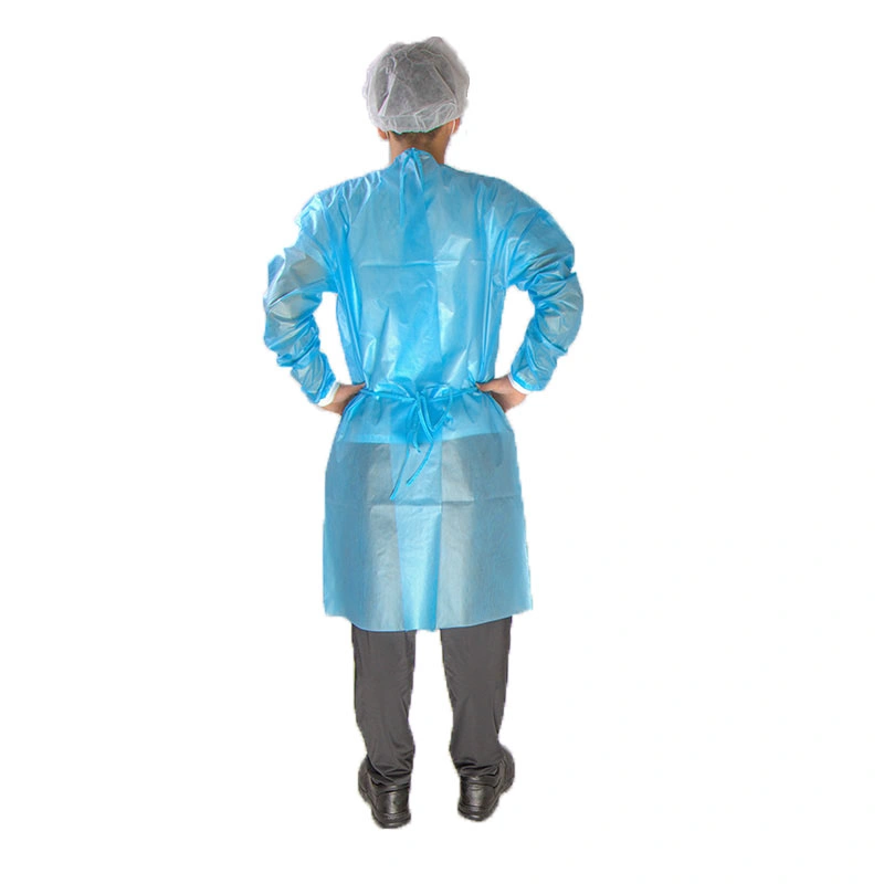 Disposable Gowns Isolation 35/50GSM PP PE Isolation Gown Waterproof Blue PPE Isolation Gown