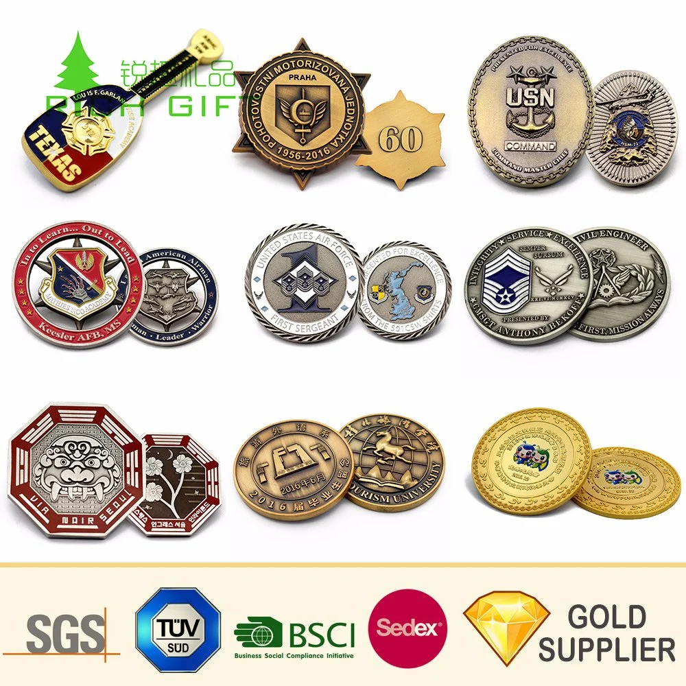 Made in China Custom Cheap Metal Iron Stamped Rectangle Shaped Gold Plated Challenge Coins