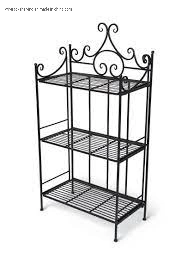 Black 3 Tier Gothic Baker Rack with Metal Wire Shelves for Bread with Light Life