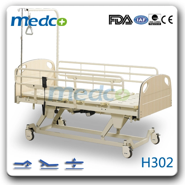 Medical Devices Hospital Height Adjustable Three 3 Function Wood Home Care Bed