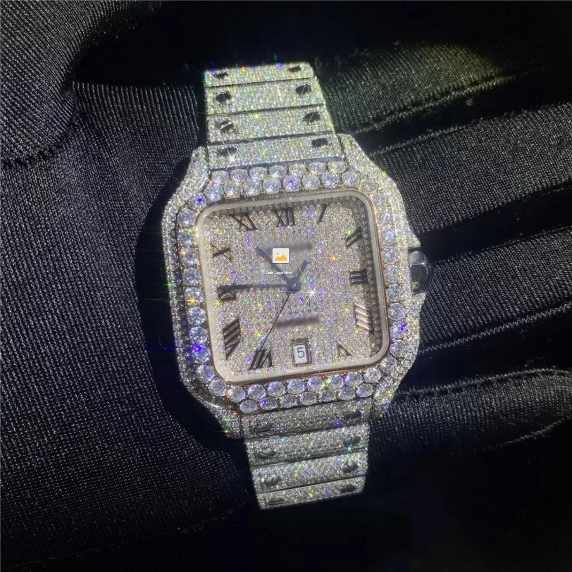 Joyería ligera Reloj de Mujer Top Luxury Full Diamond Watch Hombre Cuarzo personalizado