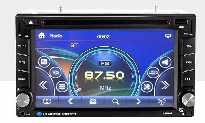 2 DIN Universal Car DVD Player with 6.2 Inch Screen GPS Navigation System