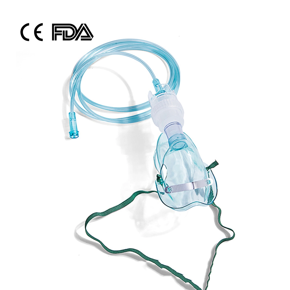 High Quality Medical Portable PVC Nebulizer Mask with Oxygen Tube Size S, M, L, XL with 10cc Nebulizer Cup for Hospital Green