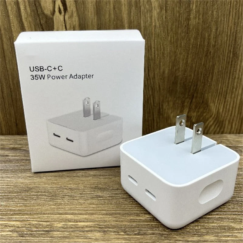 Customized Dual USB-C Port 35W Compact Us Plug Power Adapter for Phone 14 13 12 11 Por Max Fast Charger