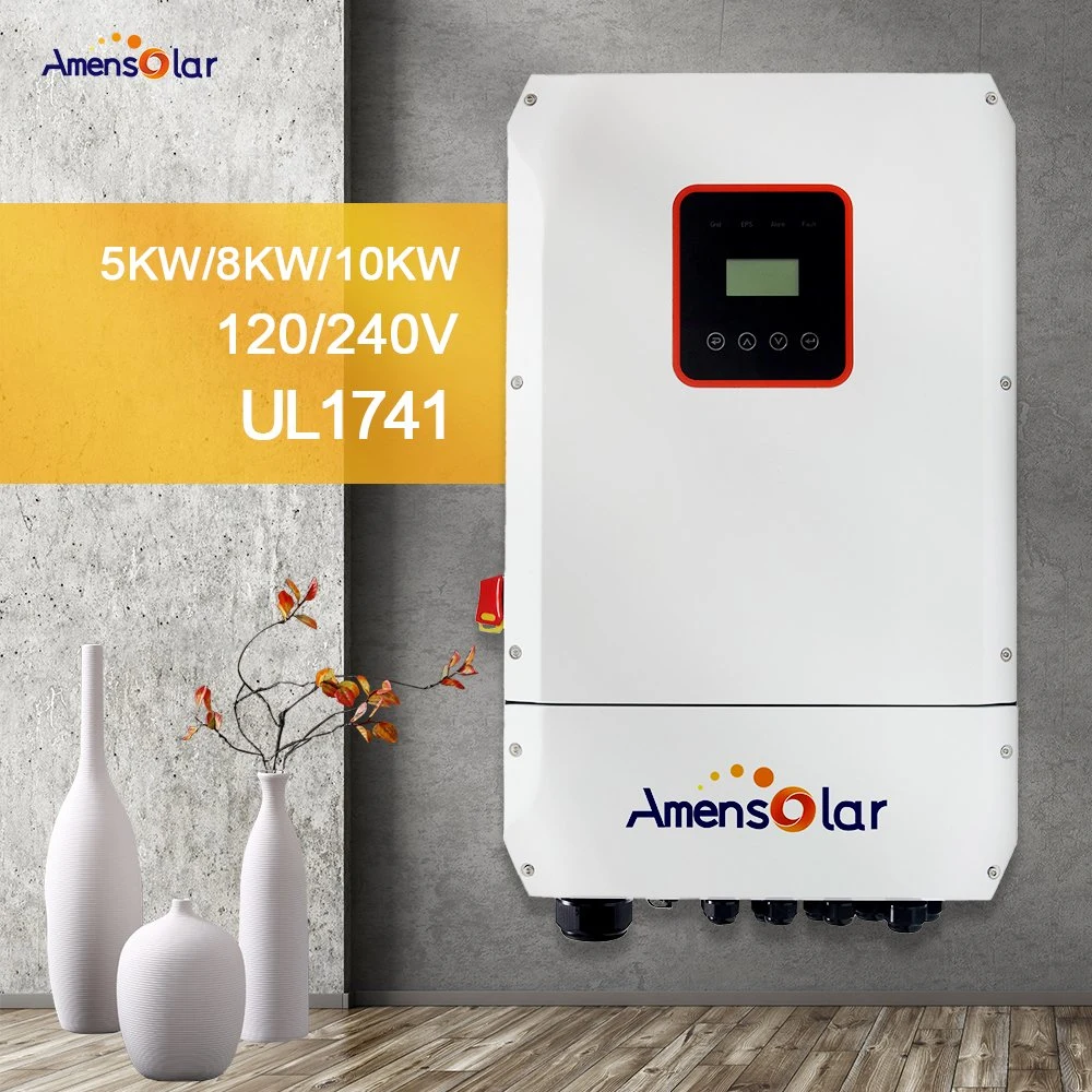 Amensolar 110V Pure Sine Wave 48V Battery 10kw for Home Use 10kVA Hybrid Inverter Price