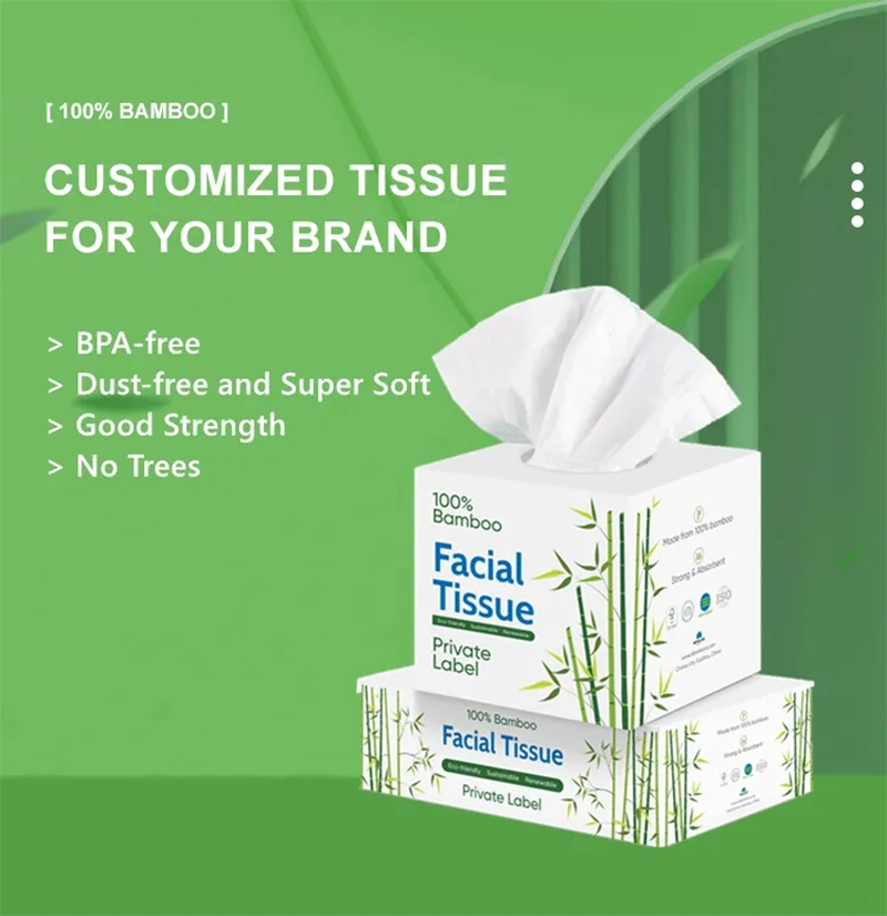 100% Virgin Bamboo Pulp Soft White Facial Face Tissue Paper